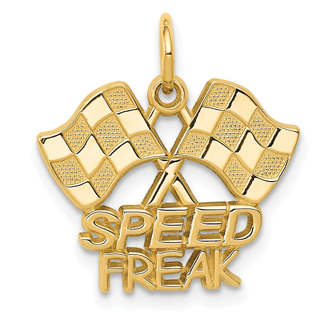 Lovely Rita's Pendants & Charms 14K Yellow Gold Polished Racing Flags SPEED FREAK Charm Pendant