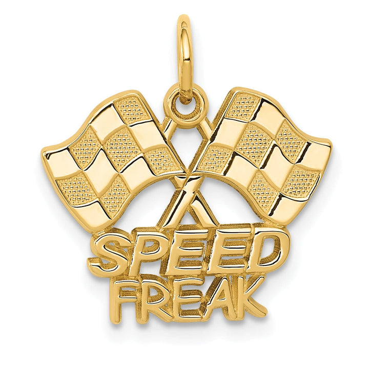 Lovely Rita's Pendants & Charms 14K Yellow Gold Polished Racing Flags SPEED FREAK Charm Pendant