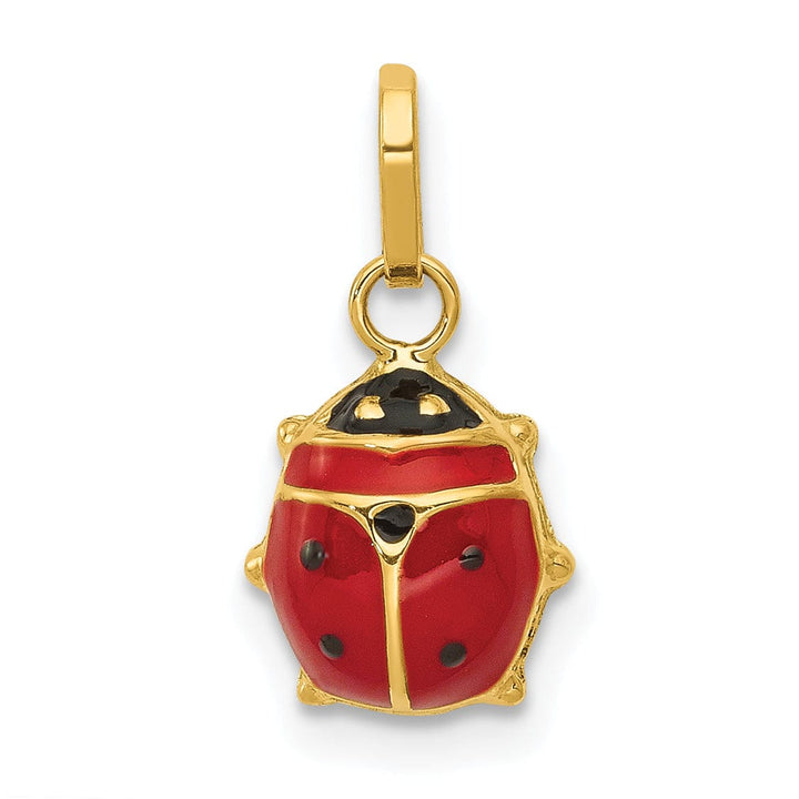 Lovely Rita's Pendants & Charms 14k Yellow Gold Polished Red-Black Enameled Finish Flat Back Hollow Ladybug Charm Pendant