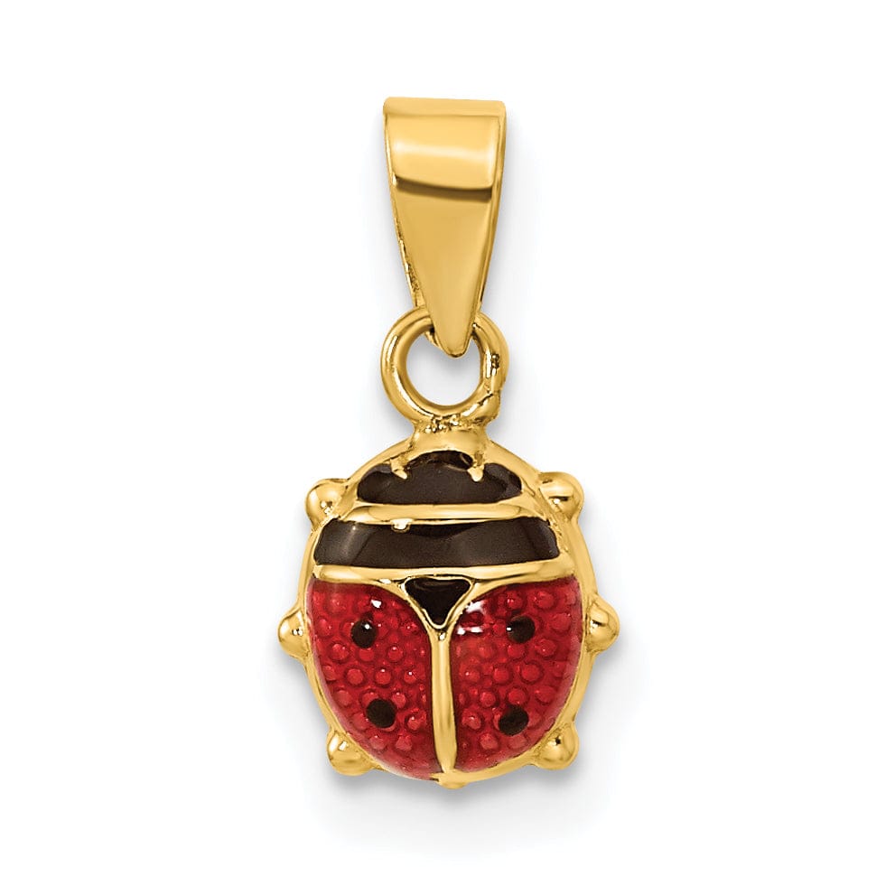 Lovely Rita's Pendants & Charms 14k Yellow Gold Polished Red-Black Enameled Finish Flat Back Semi Solid Ladybug Charm Pendant