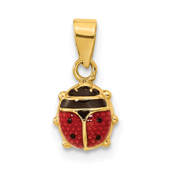 Lovely Rita's Pendants & Charms 14k Yellow Gold Polished Red-Black Enameled Finish Flat Back Semi Solid Ladybug Charm Pendant