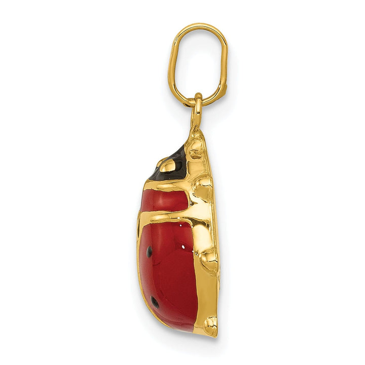 Lovely Rita's Pendants & Charms 14k Yellow Gold Polished Red-Black Enameled Finish Hollow Ladybug Charm Pendant