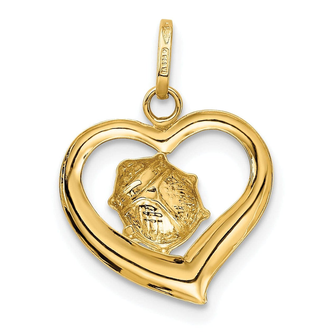 Lovely Rita's Pendants & Charms 14k Yellow Gold Polished Red-Black Enameled Finish Hollow Ladybug in Heart Shape Charm Pendant