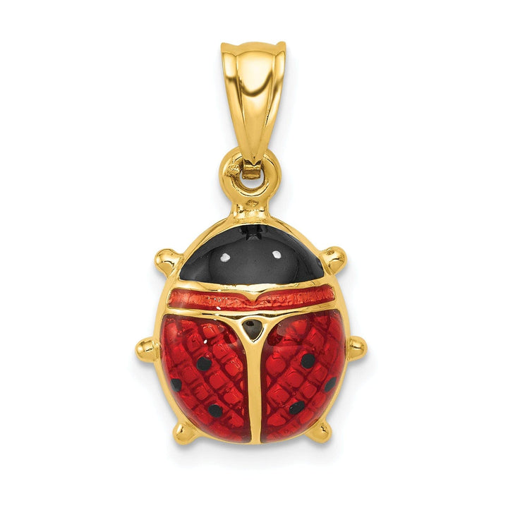 Lovely Rita's Pendants & Charms 14k Yellow Gold Polished Red-Black Enameled Finish Semi-Solid Flat Back Ladybug Charm Pendant