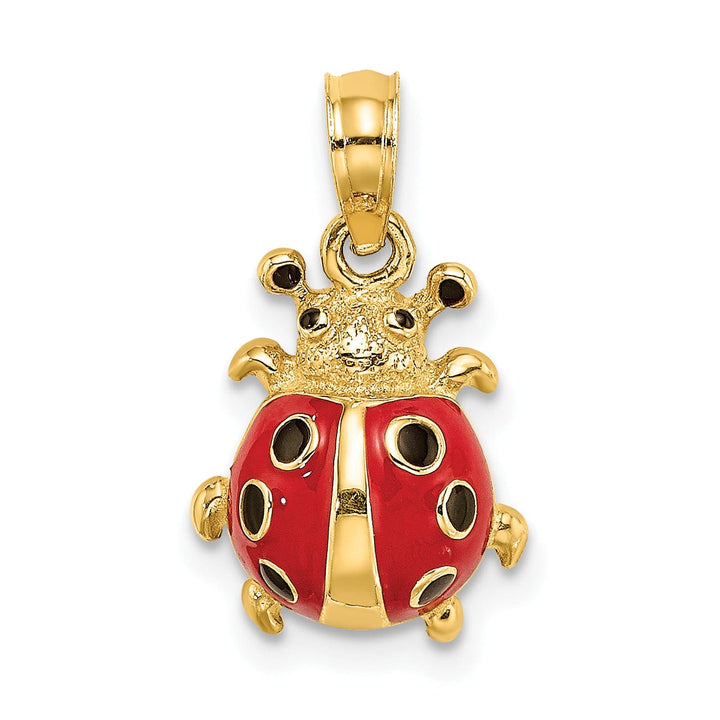 Lovely Rita's Pendants & Charms 14K Yellow Gold Polished Red Enameled Finish Ladybug Charm Pendant