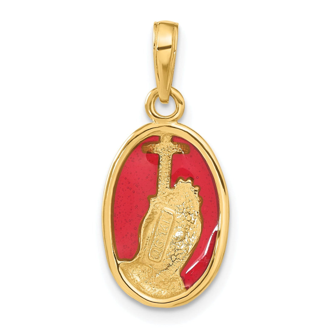 Lovely Rita's Pendants & Charms 14K Yellow Gold Polished Red Finish Praying Hands with Cross Pendant