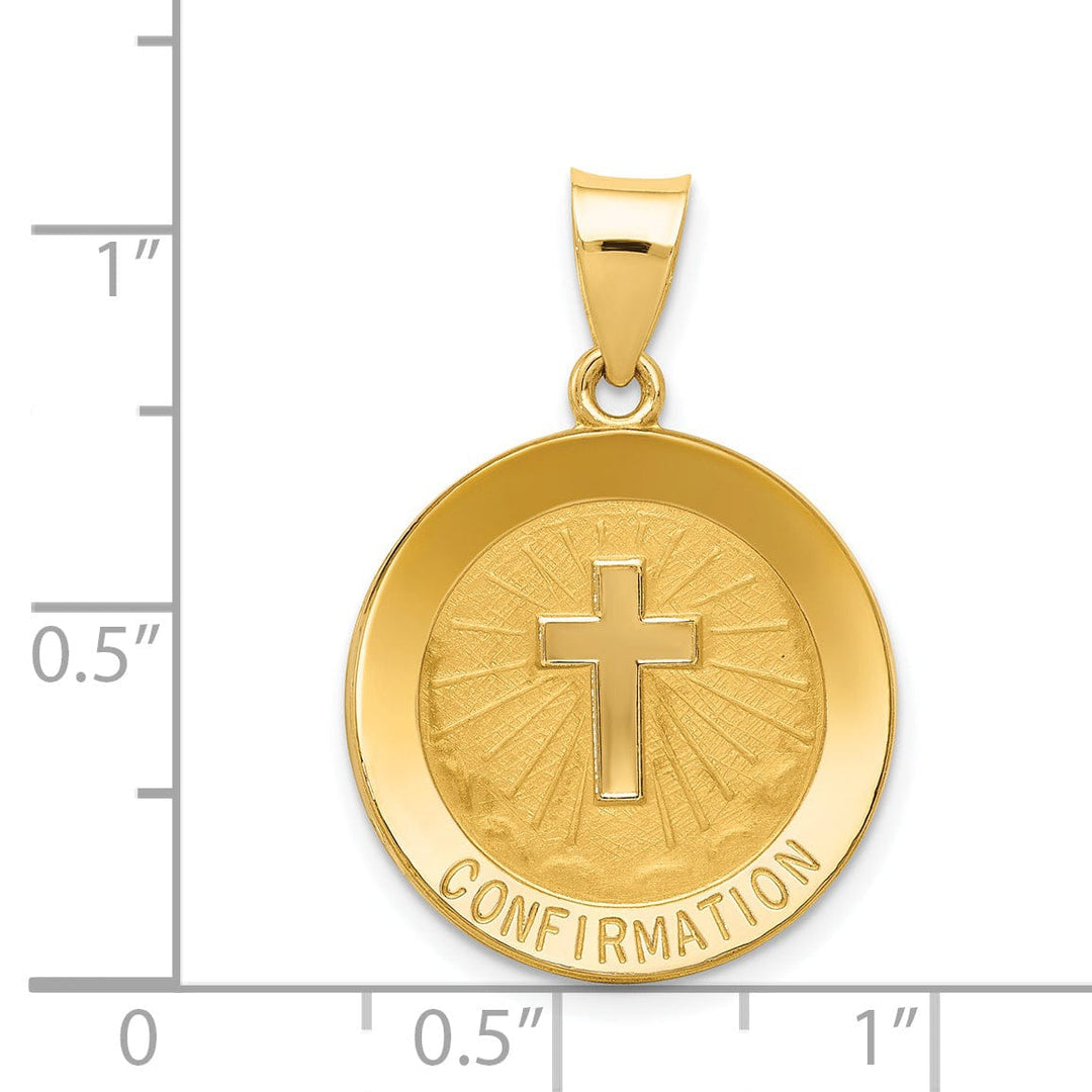 Lovely Rita's Pendants & Charms 14k Yellow Gold Polished Round Confirmation with Cross Medal Pendant