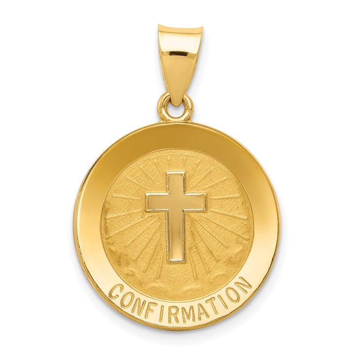 Lovely Rita's Pendants & Charms 14k Yellow Gold Polished Round Confirmation with Cross Medal Pendant