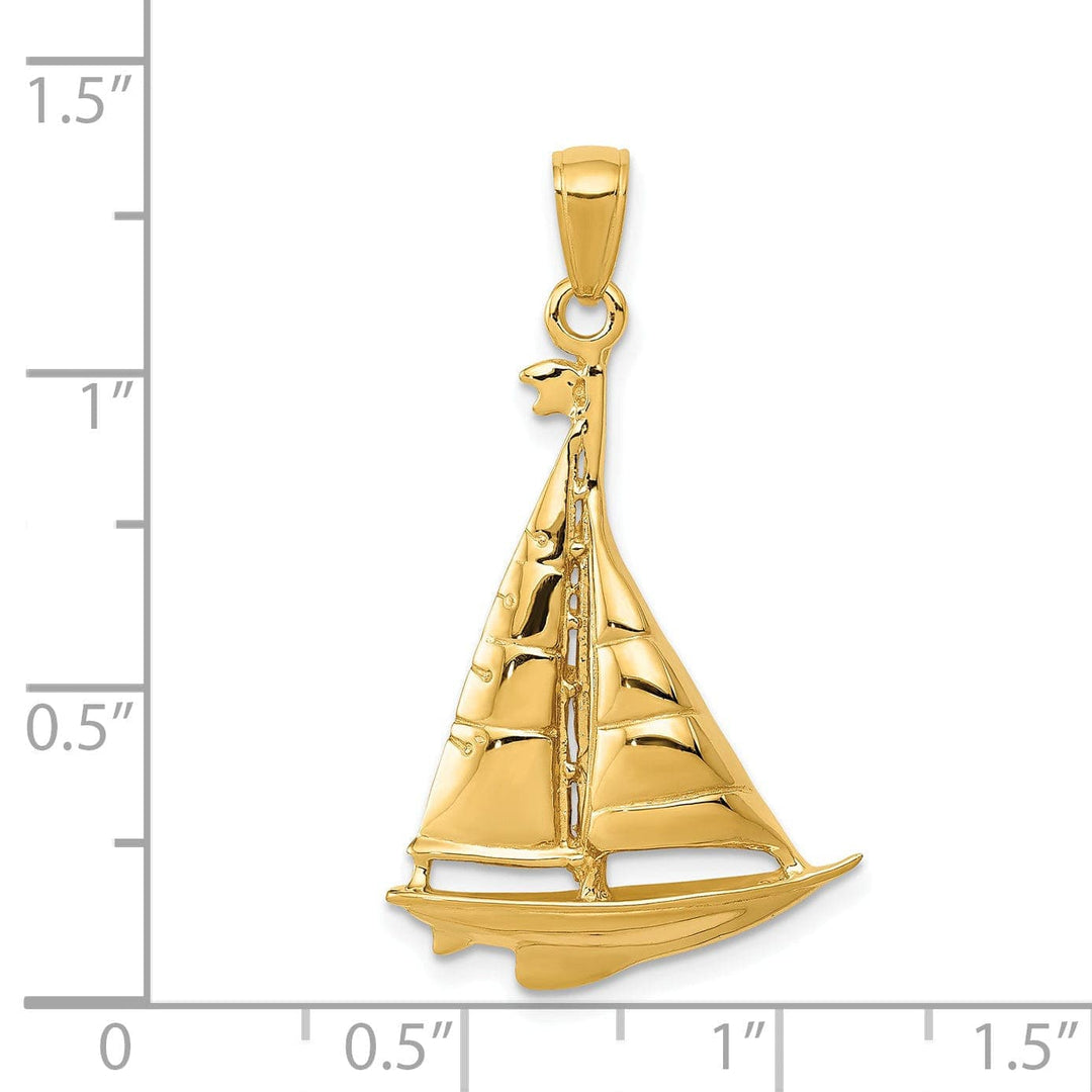 Lovely Rita's Pendants & Charms 14k Yellow Gold Polished Sailboat Pendant