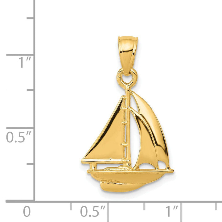 Lovely Rita's Pendants & Charms 14k Yellow Gold Polished Sailboat Pendant