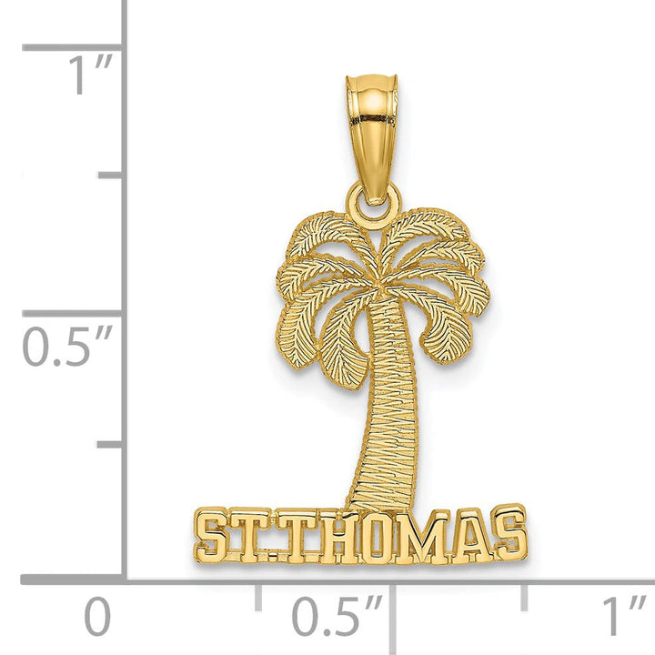 Lovely Rita's Pendants & Charms 14K Yellow Gold Polished SAINT THOMAS Under Palm Tree Pendant