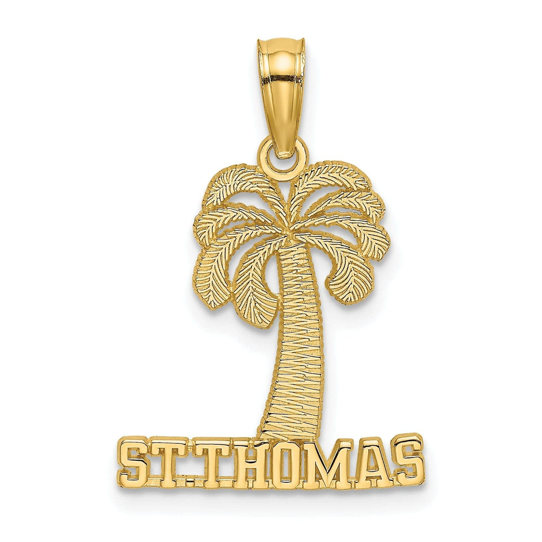 Lovely Rita's Pendants & Charms 14K Yellow Gold Polished SAINT THOMAS Under Palm Tree Pendant