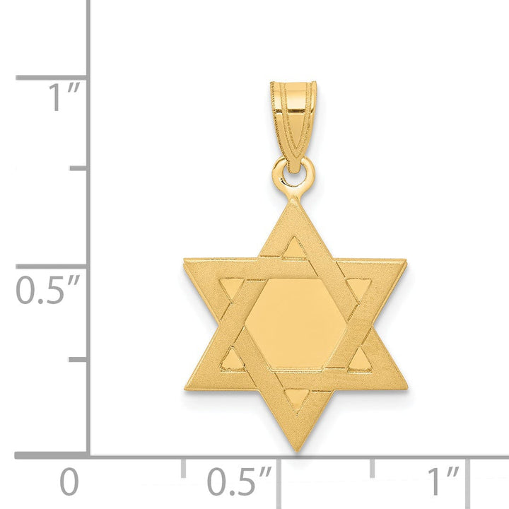 Lovely Rita's Pendants & Charms 14K Yellow Gold Polished Satin Finish Flat Back Star of David Pendant