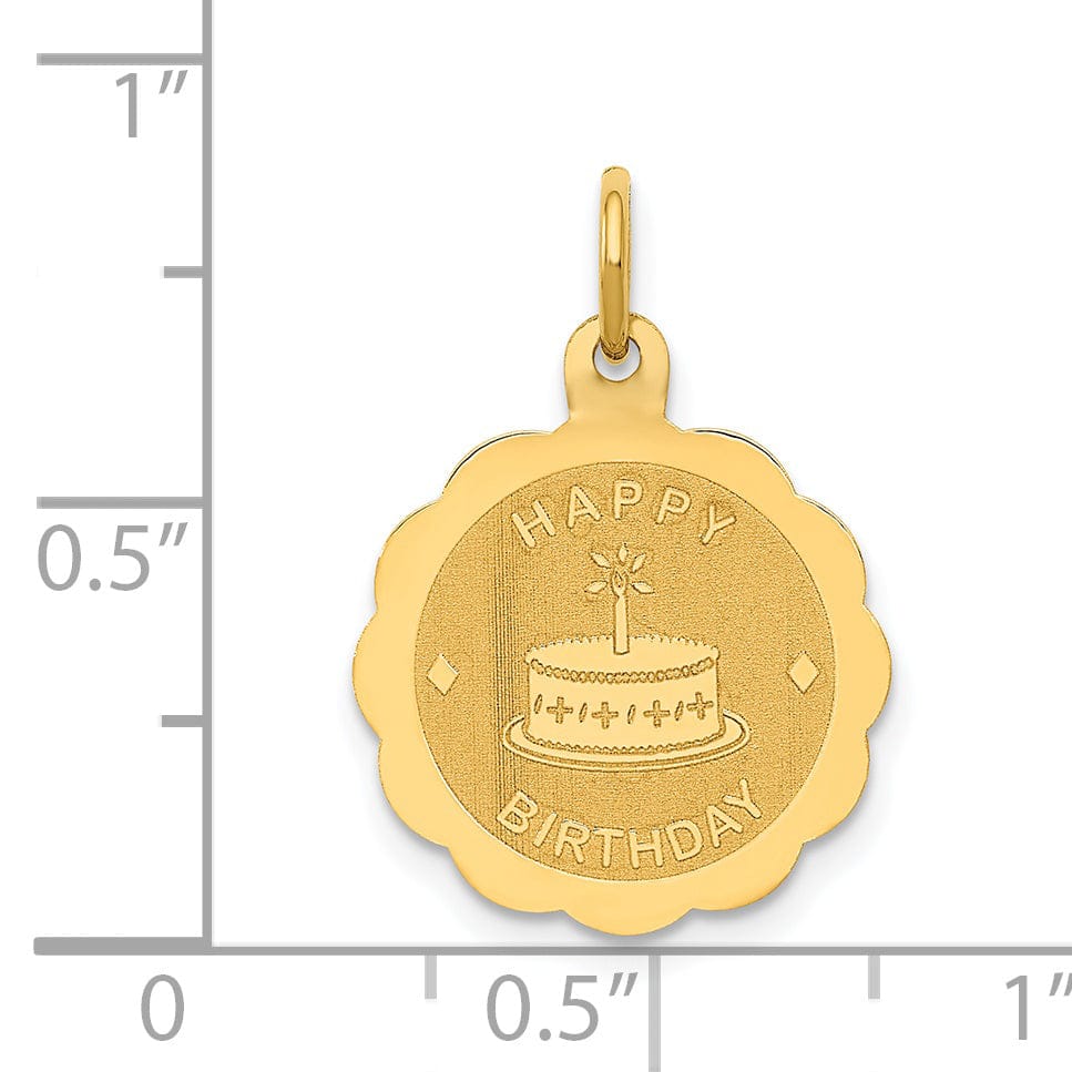 Lovely Rita's Pendants & Charms 14K Yellow Gold Polished Satin Finish HAPPY BIRTHDAY Cake Design Pendant