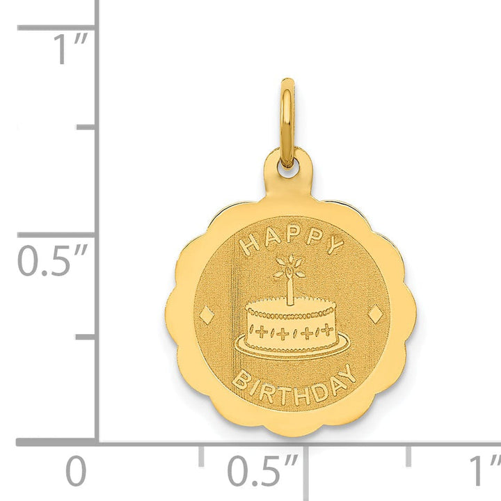 Lovely Rita's Pendants & Charms 14K Yellow Gold Polished Satin Finish HAPPY BIRTHDAY Cake Design Pendant