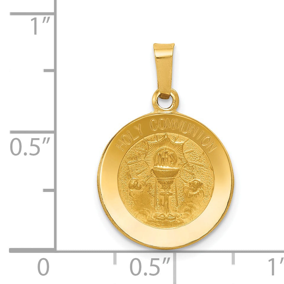 Lovely Rita's Pendants & Charms 14k Yellow Gold Polished Satin Finish Holy Communion Medal Pendant