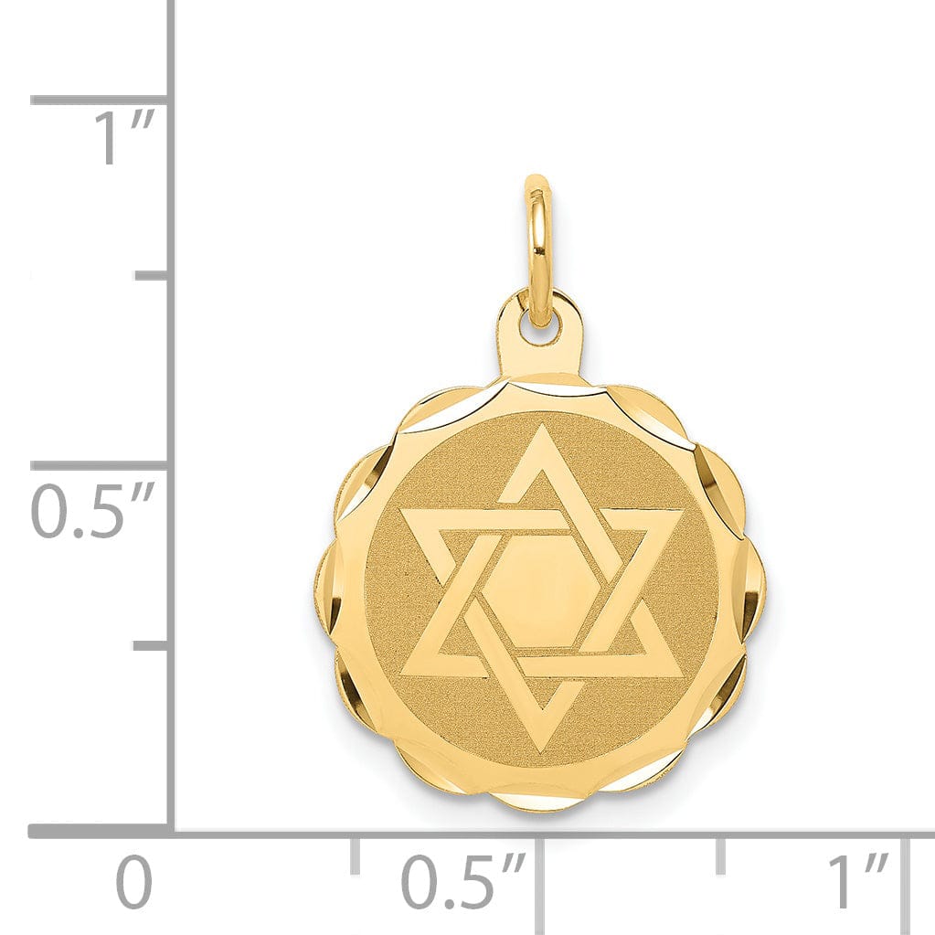 Lovely Rita's Pendants & Charms 14k Yellow Gold Polished Satin Finish Star of David Disc Charm Pendant