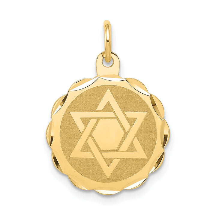 Lovely Rita's Pendants & Charms 14k Yellow Gold Polished Satin Finish Star of David Disc Charm Pendant