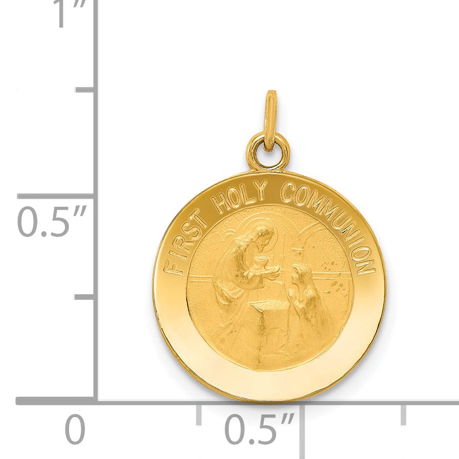 Lovely Rita's Pendants & Charms 14K Yellow Gold Polished Satin First Holy Communion Disc Medal Pendant