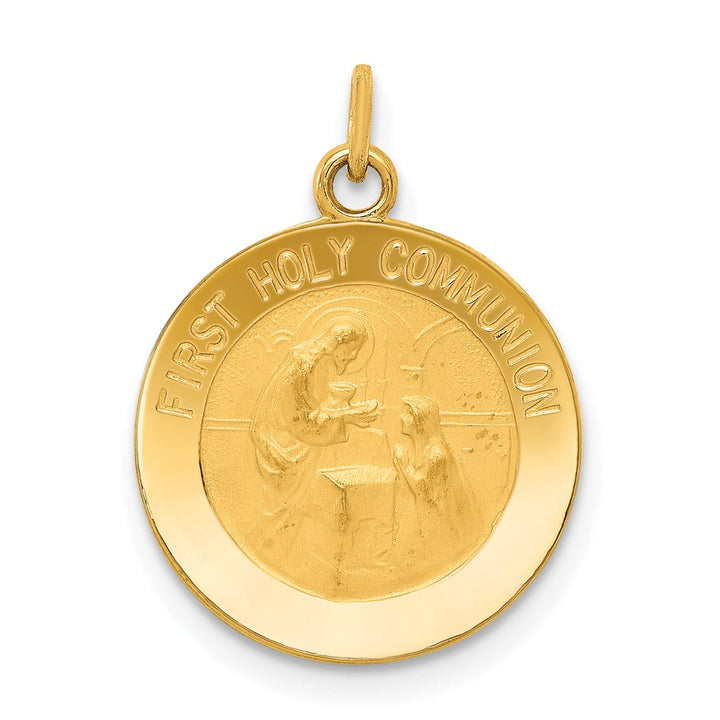 Lovely Rita's Pendants & Charms 14K Yellow Gold Polished Satin First Holy Communion Disc Medal Pendant