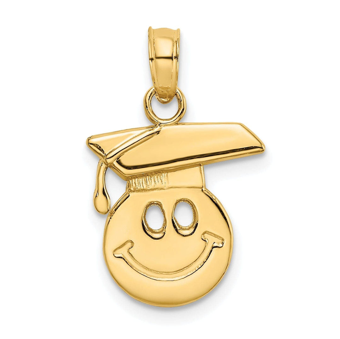 Lovely Rita's Pendants & Charms 14k Yellow Gold Polished Smiley Face Graduation Cap Charm