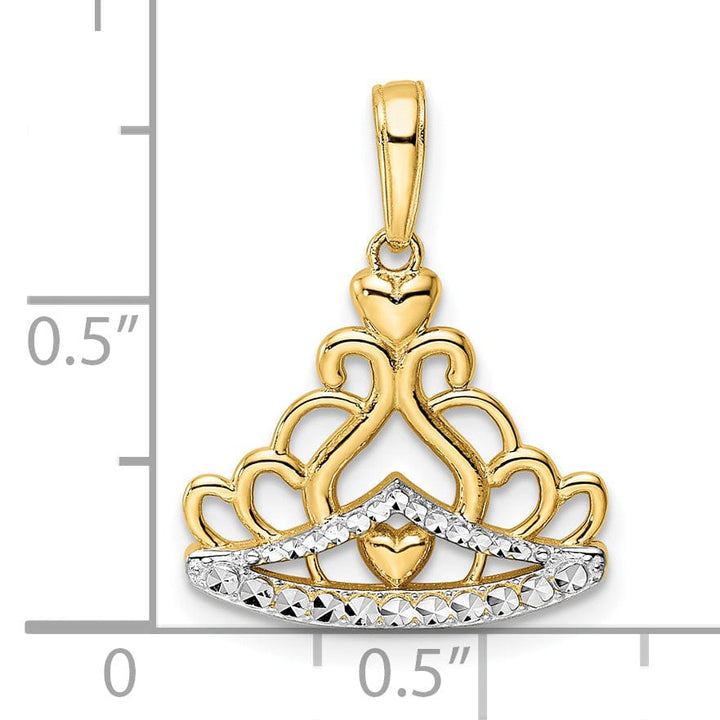 Lovely Rita's Pendants & Charms 14K Yellow Gold Polished Solid Blue Enamel Finish 3-Dimensional Beaded Design Crown Charm Pendant