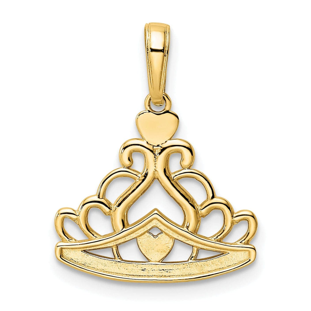Lovely Rita's Pendants & Charms 14K Yellow Gold Polished Solid Blue Enamel Finish 3-Dimensional Beaded Design Crown Charm Pendant