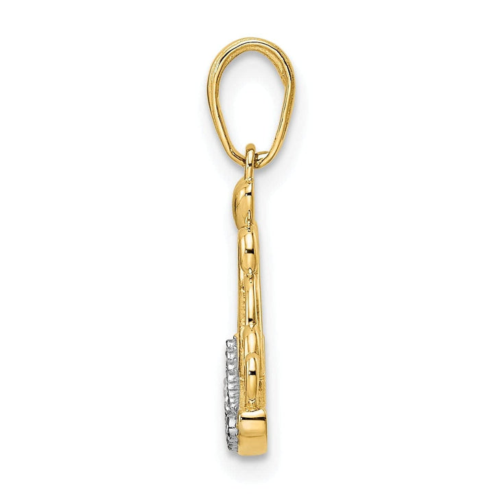 Lovely Rita's Pendants & Charms 14K Yellow Gold Polished Solid Blue Enamel Finish 3-Dimensional Beaded Design Crown Charm Pendant