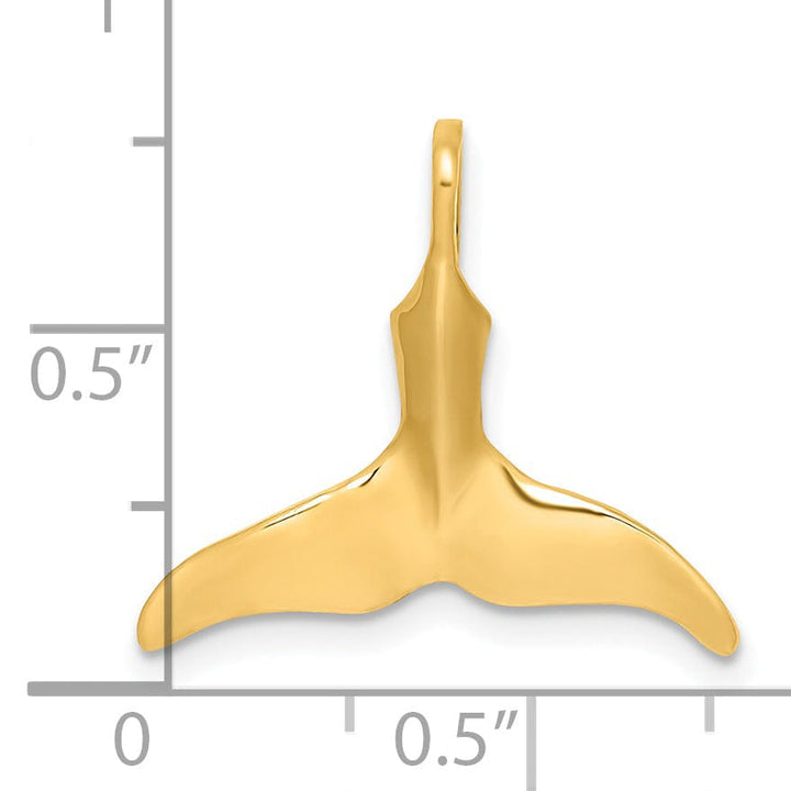 Lovely Rita's Pendants & Charms 14K Yellow Gold Polished Solid Finish 3-Dimensional Whale Tail Charm Pendant