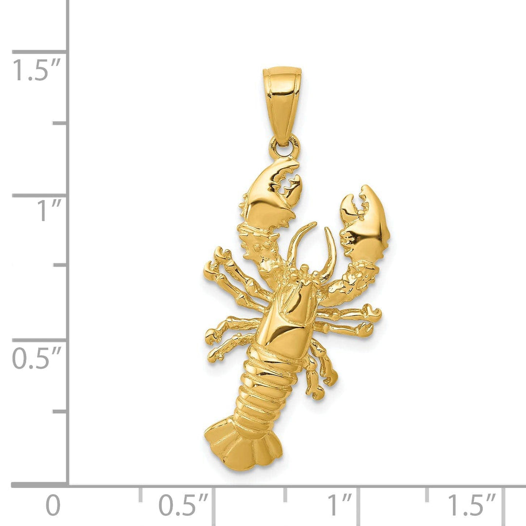 Lovely Rita's Pendants & Charms 14k Yellow Gold Polished Solid Finish Maine Lobster Charm Pendant