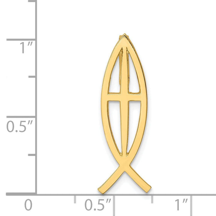 Lovely Rita's Pendants & Charms 14K Yellow Gold Polished Solid Ichthus Cross Design Fish Slide Pendant