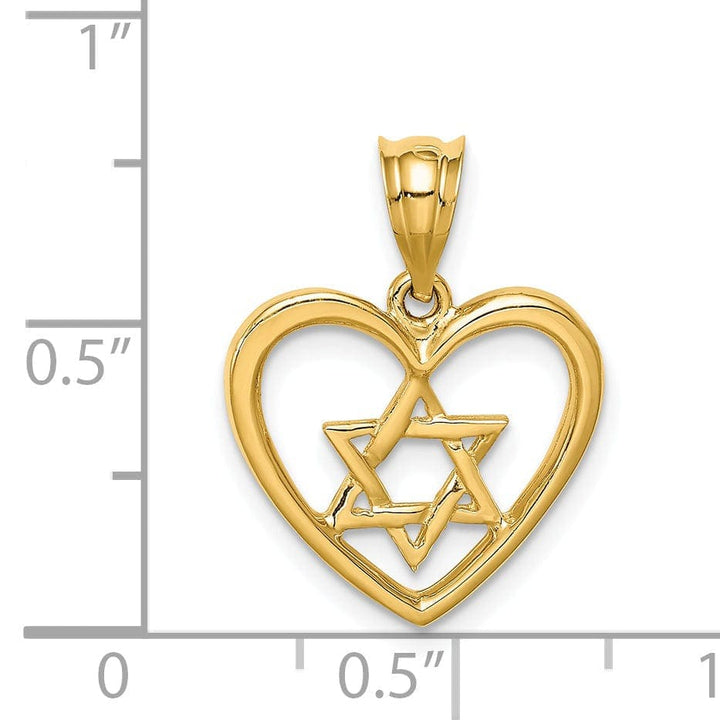 Lovely Rita's Pendants & Charms 14K Yellow Gold Polished Star of David in Heart Shape Design Pendant