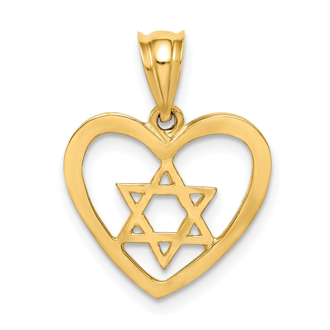 Lovely Rita's Pendants & Charms 14K Yellow Gold Polished Star of David in Heart Shape Design Pendant