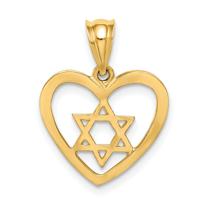 Lovely Rita's Pendants & Charms 14K Yellow Gold Polished Star of David in Heart Shape Design Pendant