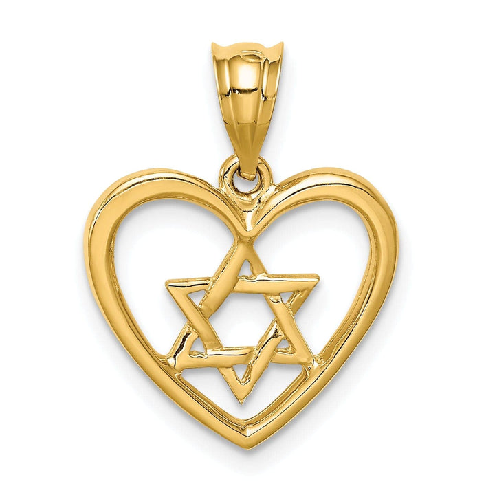 Lovely Rita's Pendants & Charms 14K Yellow Gold Polished Star of David in Heart Shape Design Pendant