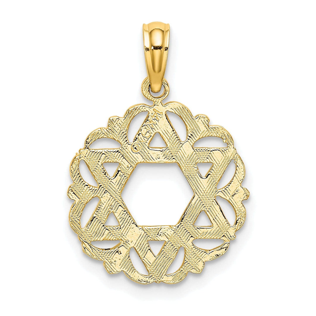 Lovely Rita's Pendants & Charms 14K Yellow Gold Polished Star Of David In Scalloped Circle Pendant