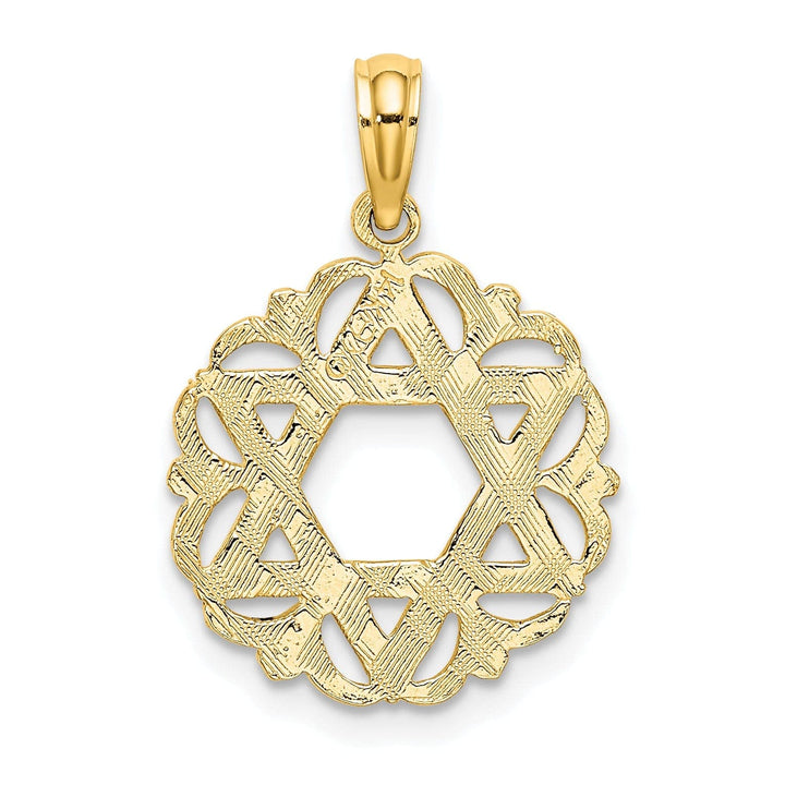 Lovely Rita's Pendants & Charms 14K Yellow Gold Polished Star Of David In Scalloped Circle Pendant