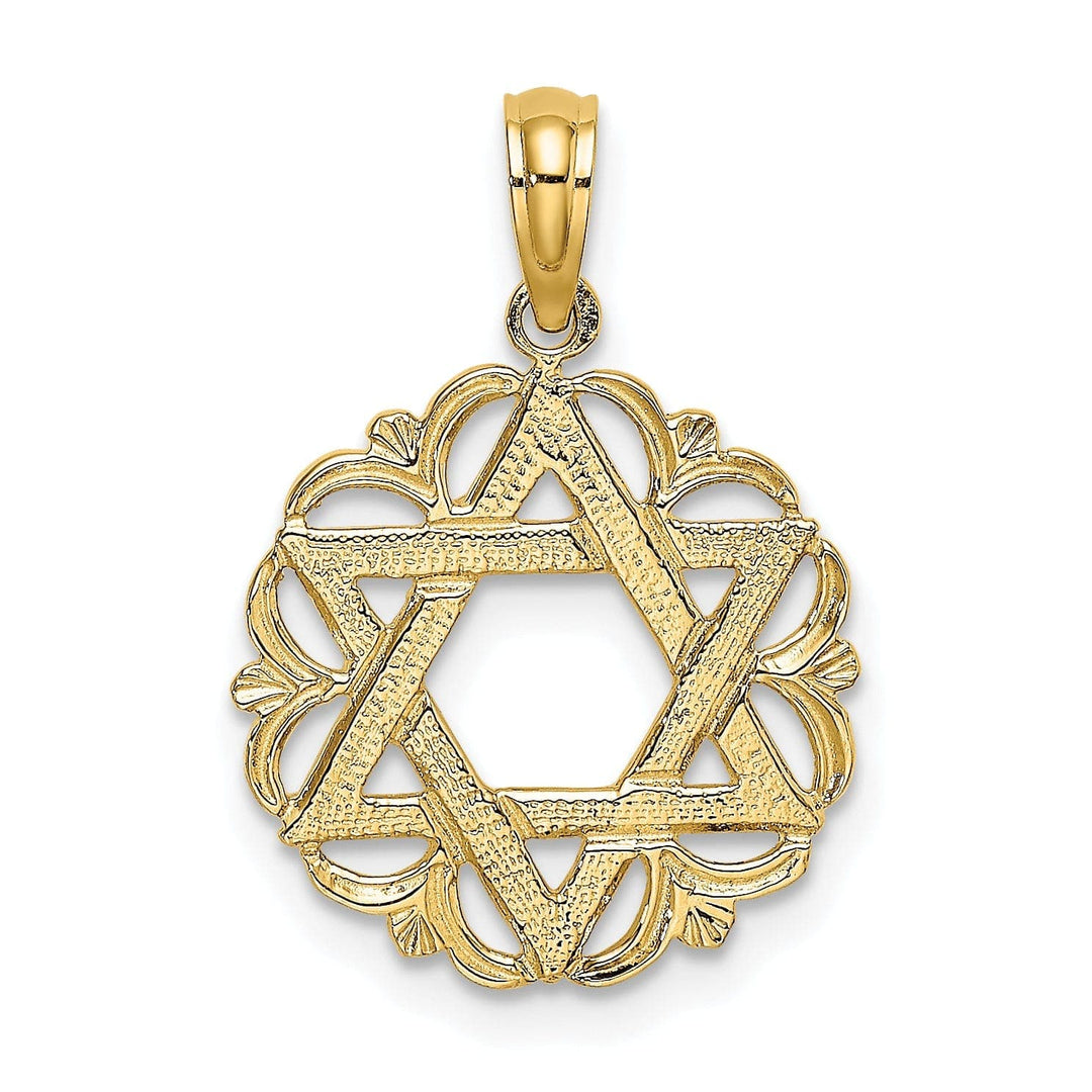 Lovely Rita's Pendants & Charms 14K Yellow Gold Polished Star Of David In Scalloped Circle Pendant