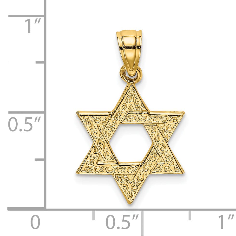 Lovely Rita's Pendants & Charms 14K Yellow Gold Polished Swirls Finish Star Of David Charm Pendant