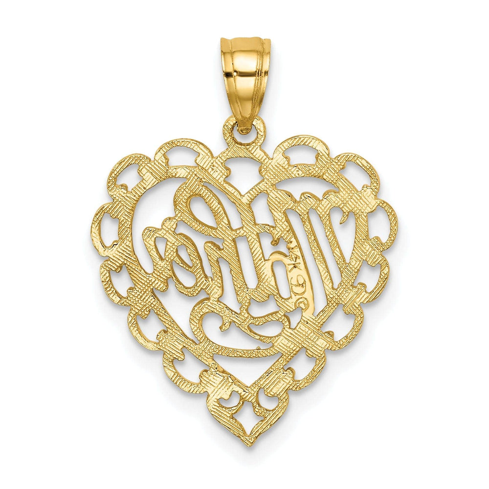 Lovely Rita's Pendants & Charms 14k Yellow Gold Polished Tetxtured Finish MOTHER in Lace Heart Design Charm Pendant