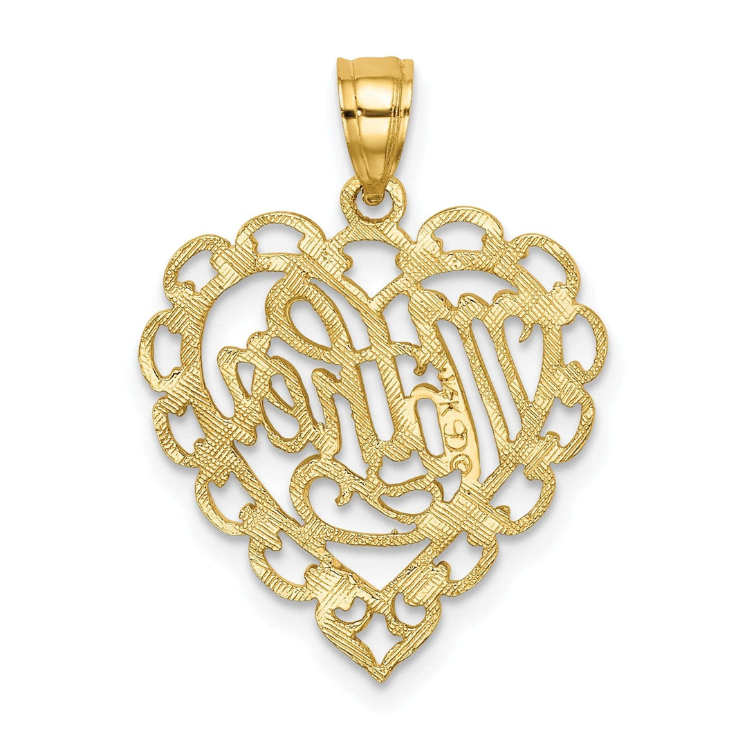 Lovely Rita's Pendants & Charms 14k Yellow Gold Polished Tetxtured Finish MOTHER in Lace Heart Design Charm Pendant