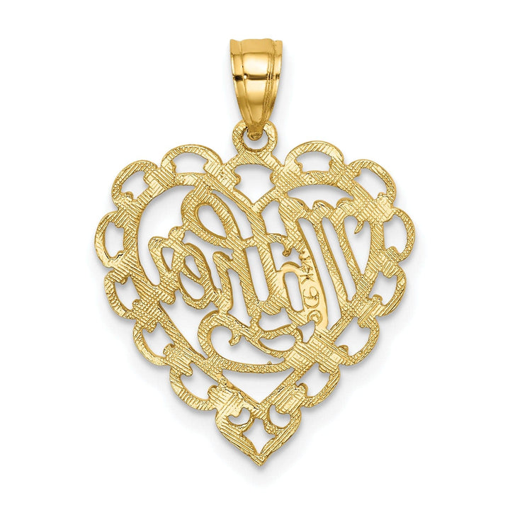Lovely Rita's Pendants & Charms 14k Yellow Gold Polished Tetxtured Finish MOTHER in Lace Heart Design Charm Pendant