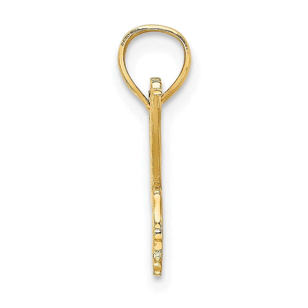 Lovely Rita's Pendants & Charms 14K Yellow Gold Polished Texture Back Finish Engraved Flat Eagle Charm Pendant