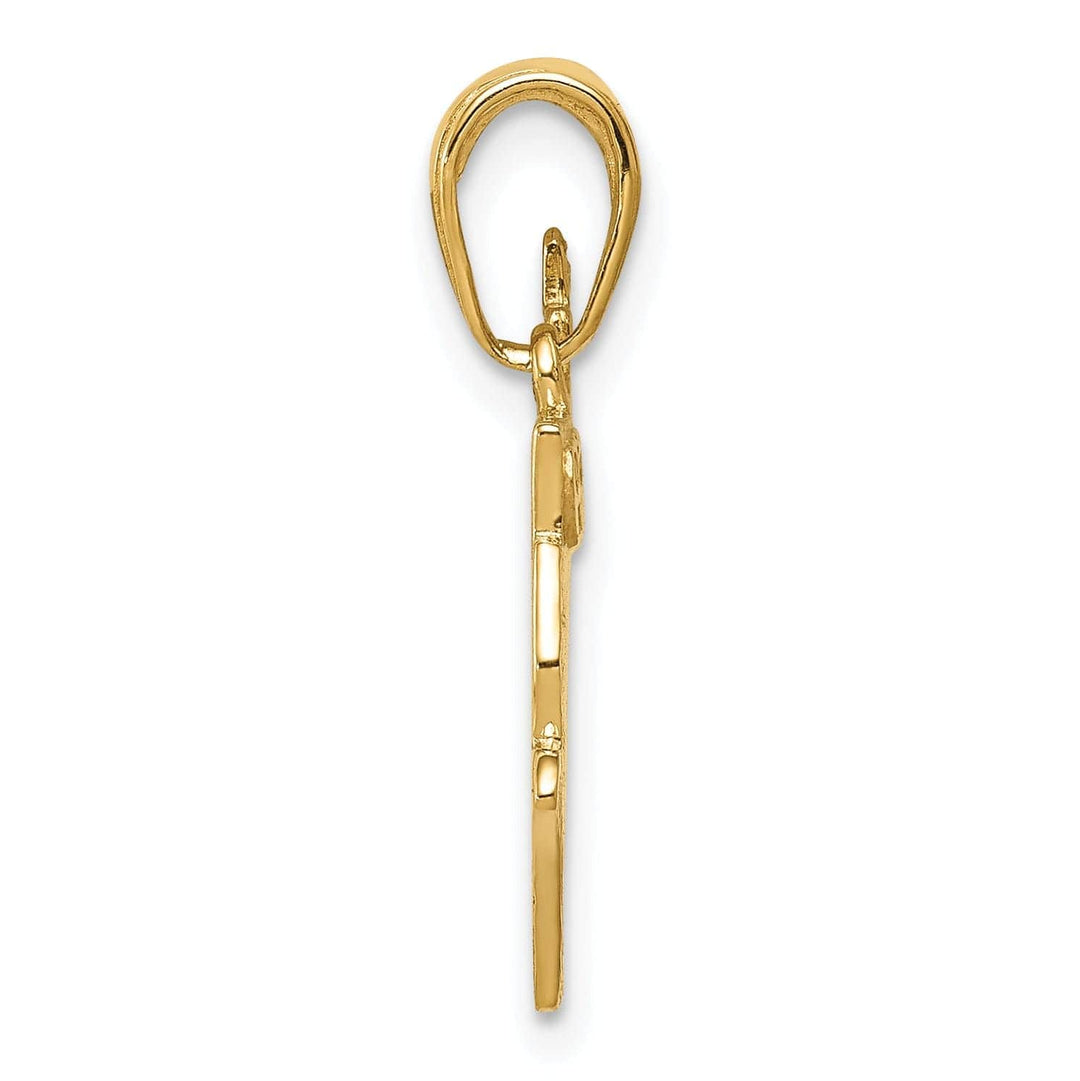 Lovely Rita's Pendants & Charms 14K Yellow Gold Polished Texture Bible Praying Hands,and Cross Pendant