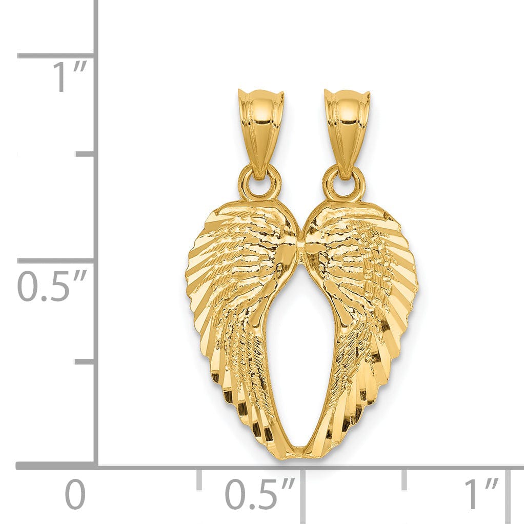 Lovely Rita's Pendants & Charms 14k Yellow Gold Polished Texture D.C Break Apart Wings Pendant