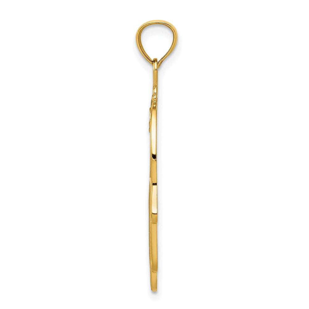 Lovely Rita's Pendants & Charms 14k Yellow Gold Polished Texture D.C Finish Filigree Chamseh Pendant