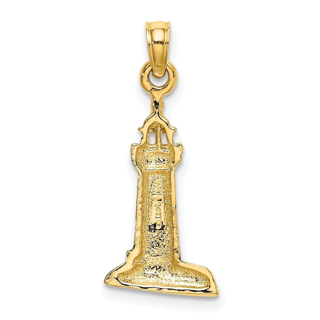 Lovely Rita's Pendants & Charms 14K Yellow Gold Polished Texture Finish 2-D Lighthouse Charm