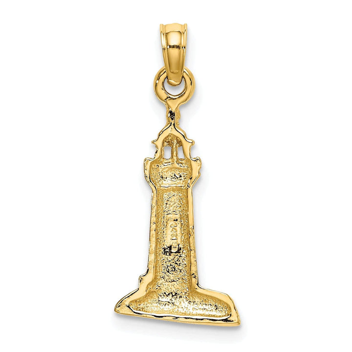 Lovely Rita's Pendants & Charms 14K Yellow Gold Polished Texture Finish 2-D Lighthouse Charm