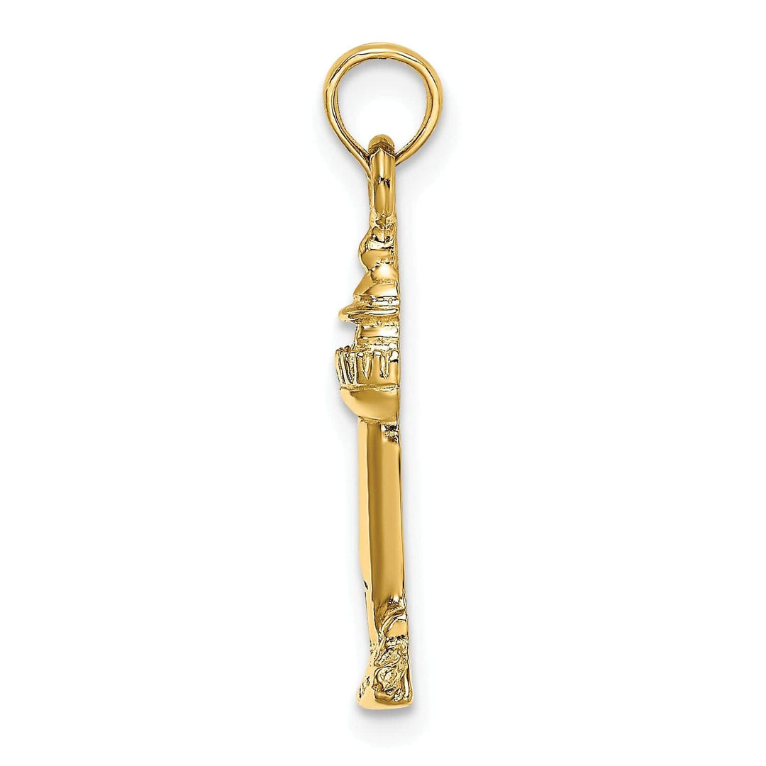 Lovely Rita's Pendants & Charms 14K Yellow Gold Polished Texture Finish 2-D Lighthouse Charm