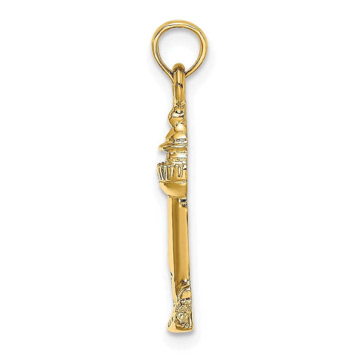 Lovely Rita's Pendants & Charms 14K Yellow Gold Polished Texture Finish 2-D Lighthouse Charm